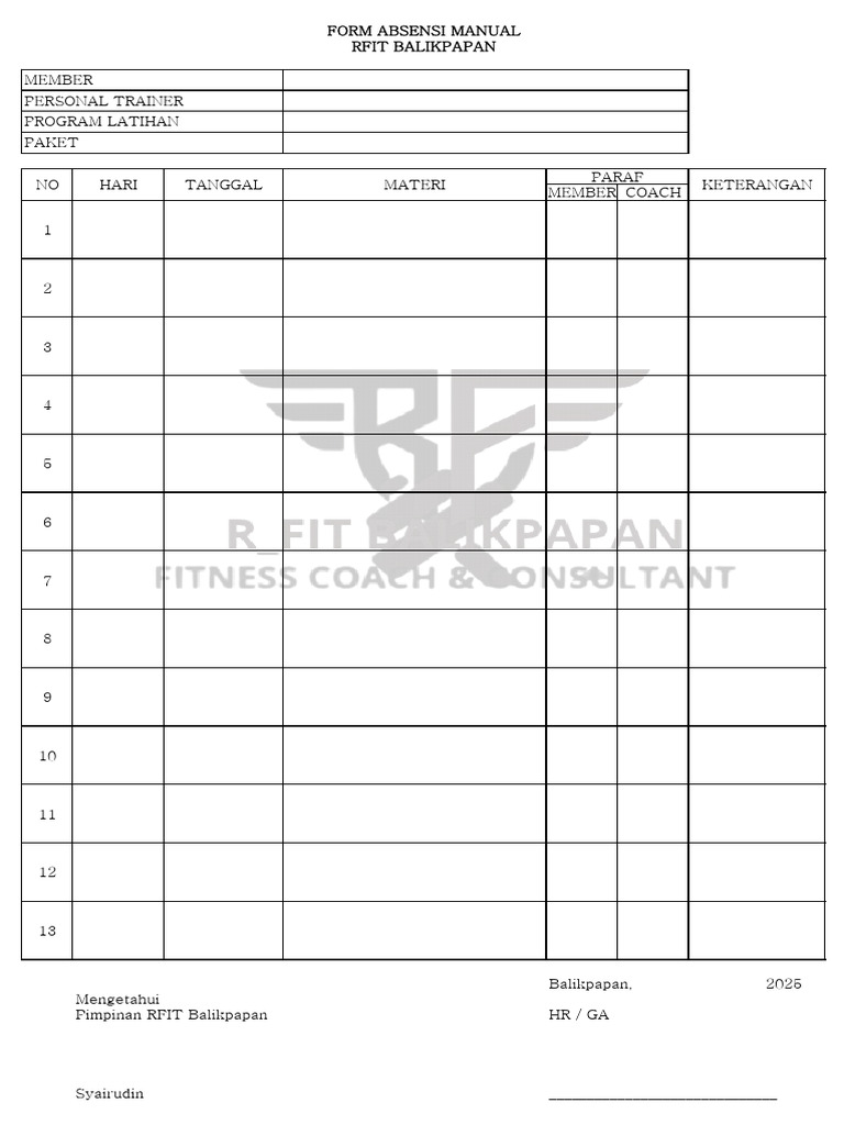 Form Absen | PDF