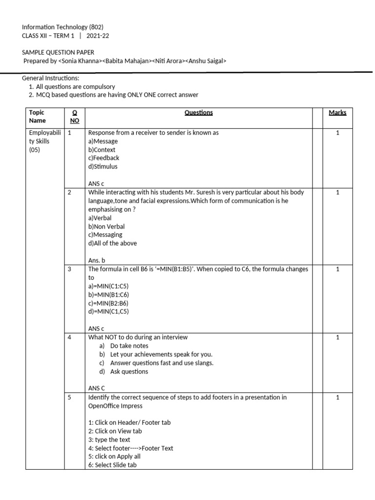 IT1 | PDF | Table (Database) | Data