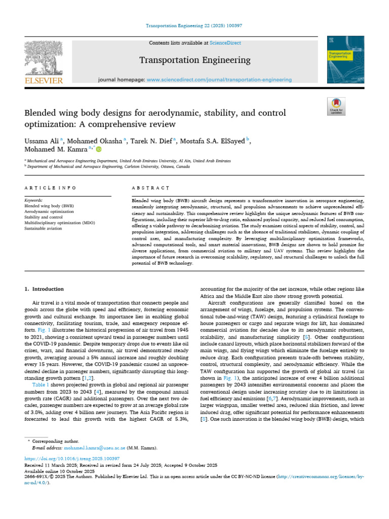 Blended Wing Body Designs For Aerodynamic, Stability, and Control | PDF ...