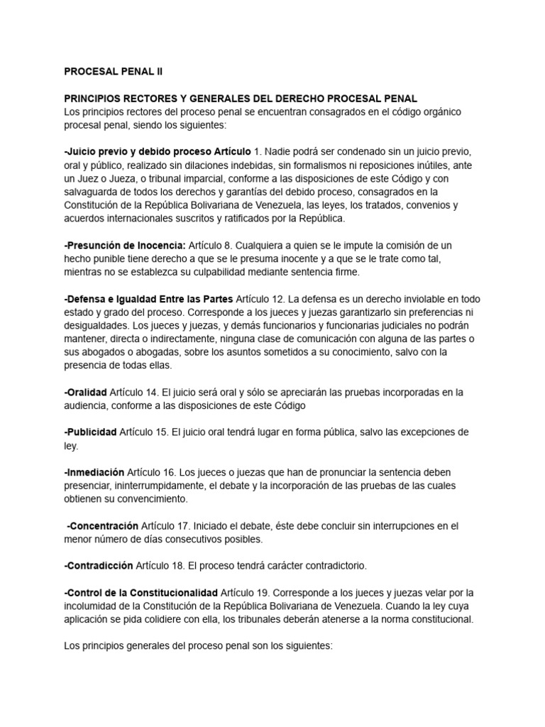 Procesal Penal II Principios | PDF | Fiscal | Debido al proceso