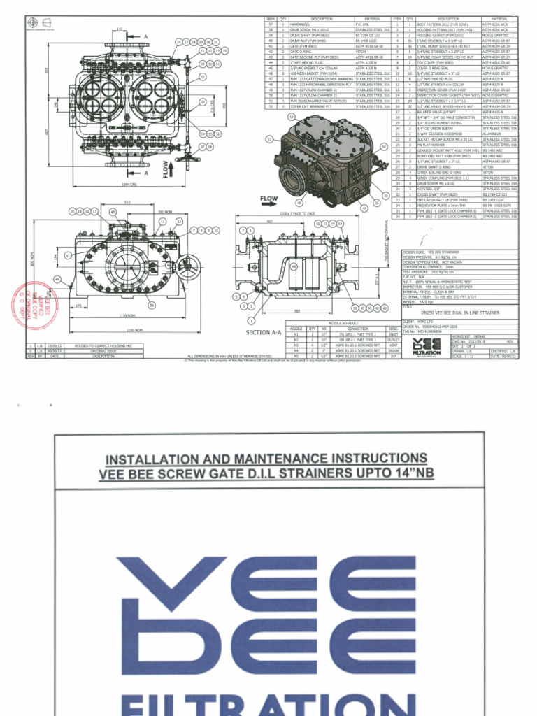 Stage 1 Lube Oil Filter Assembly Vee Bee | PDF