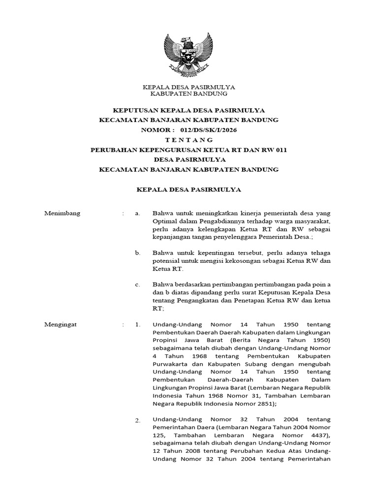 SK RT RW 26 | PDF