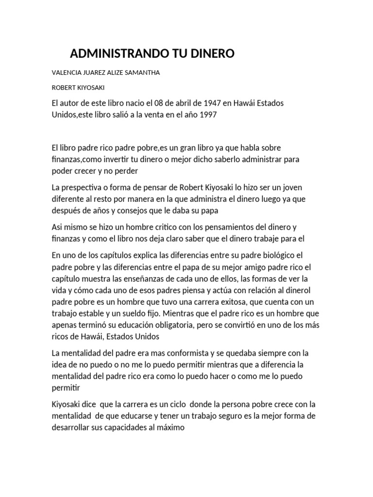 Administrando Tu Dinero | PDF