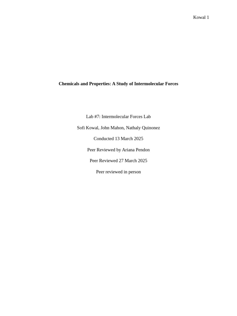 3-27-2025 Lab Report Rough Draft | PDF | Intermolecular Force | Glycerol