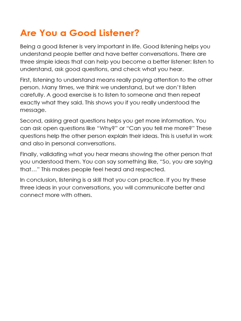 Are You a Good Listener | PDF