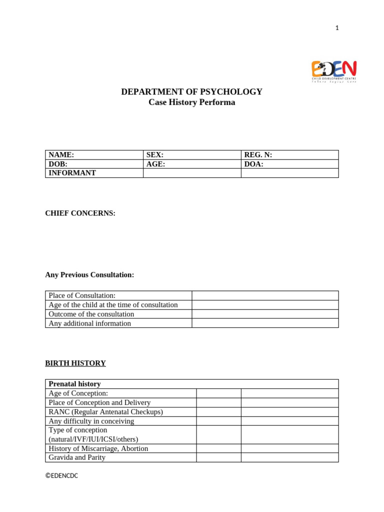 New Case History Proforma 4.5 | PDF | Pregnancy | Childbirth