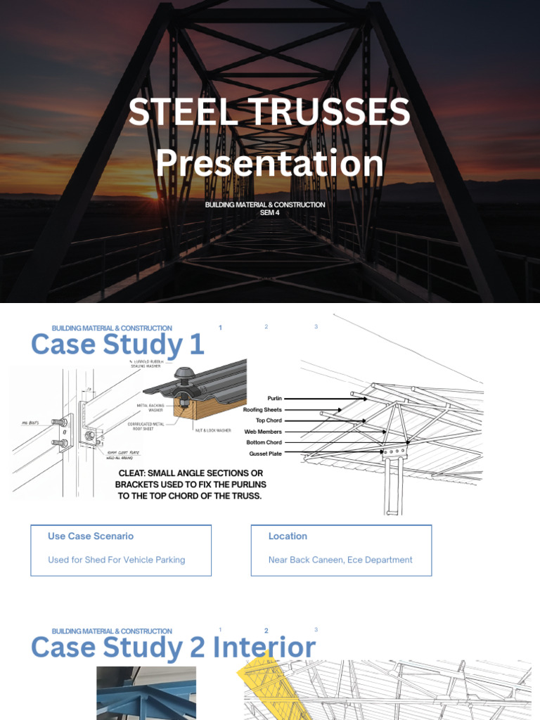 Steel Trusses Presentation: Building Material & Construction Sem 4 | PDF
