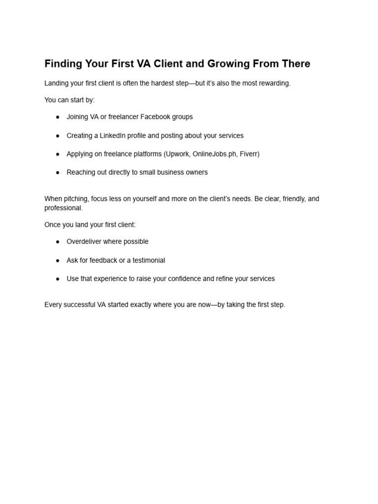 Finding Your First VA Client and Growing From There | PDF