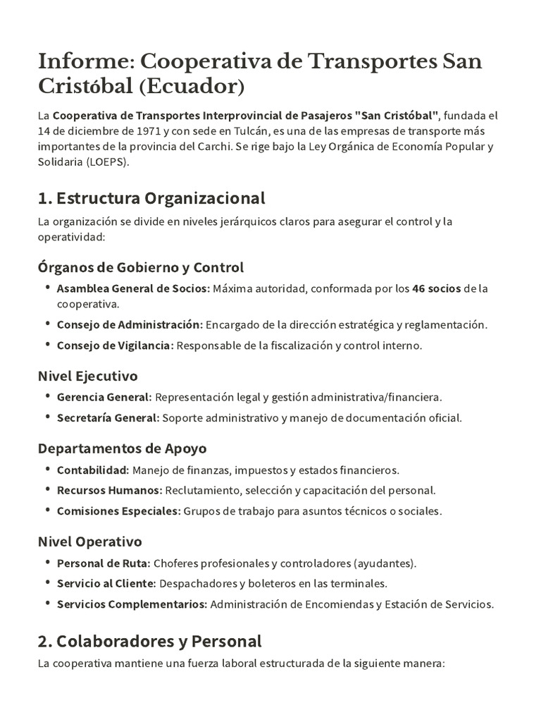 Estructura Organizacional de La Cooperativa de Tra | PDF | Cooperativa ...
