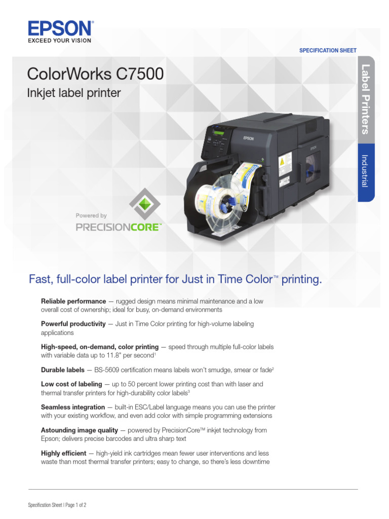 Epson Brochure Colorworks-C7500 | PDF | Printer (Computing) | Office ...