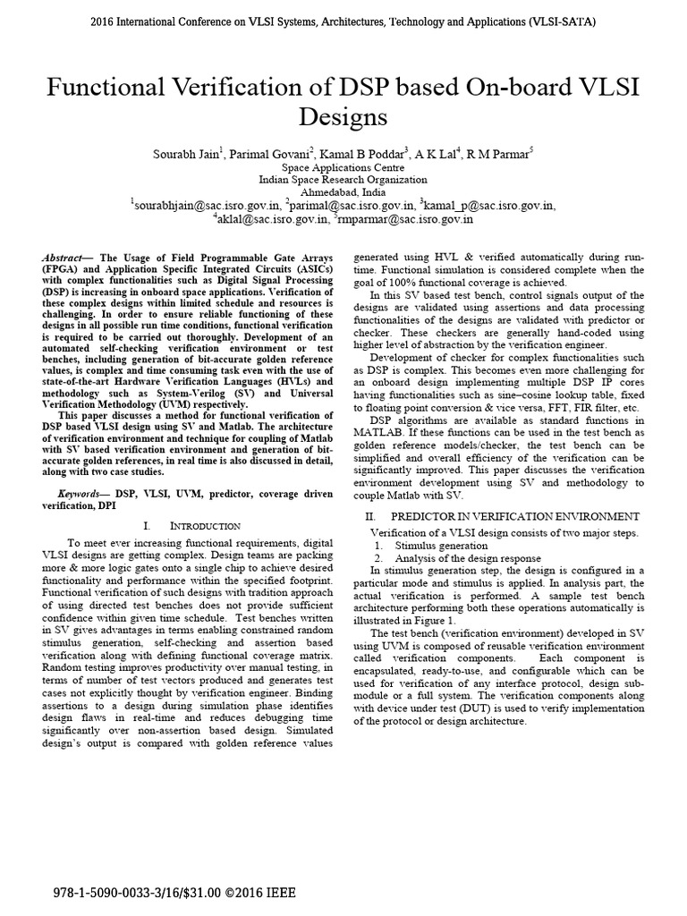 Functional Verification of DSP Based On-Board VLSI Designs | PDF ...