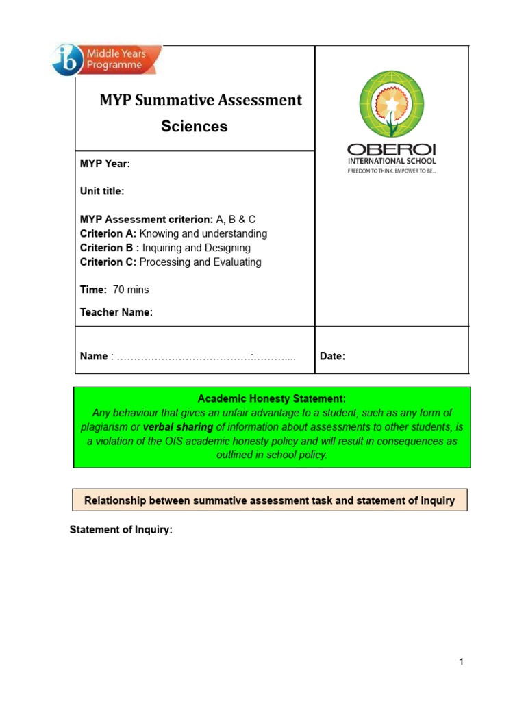 Summative Assessment - Sample Que Paper | PDF | Science | Knowledge