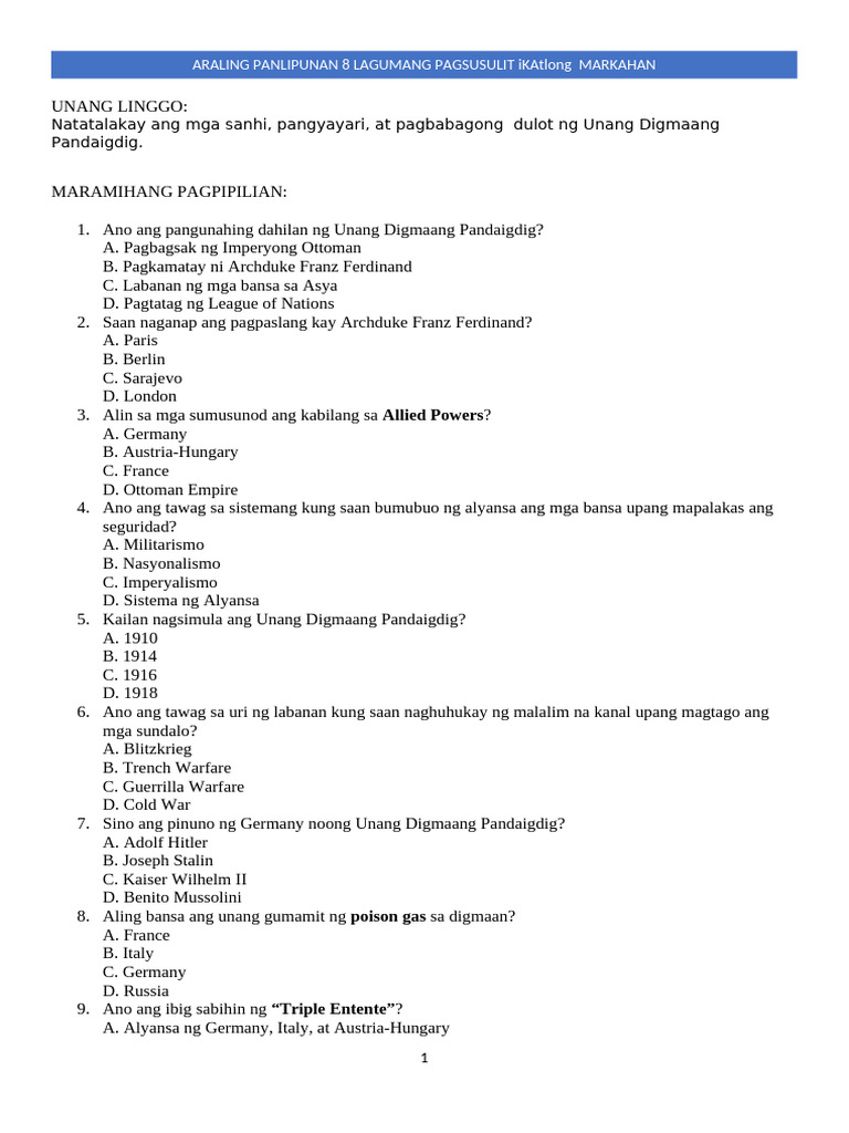 Ap8 q3 Summative Test | PDF