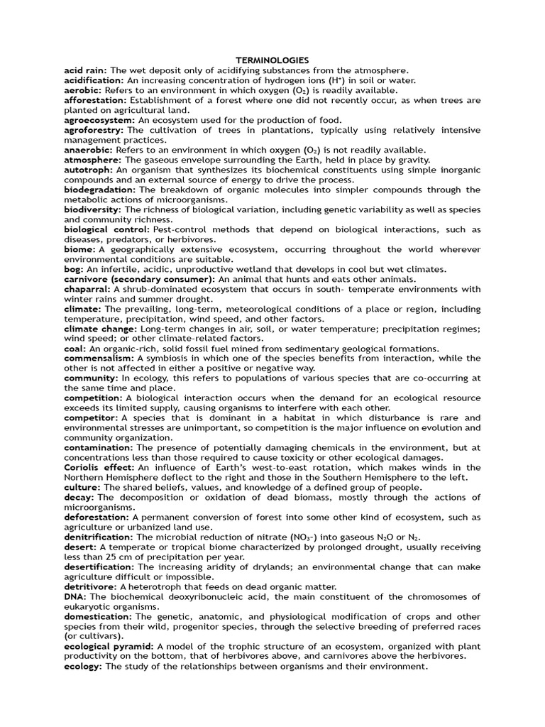 Definition-of-Terms | PDF | Ecosystem | Ecology