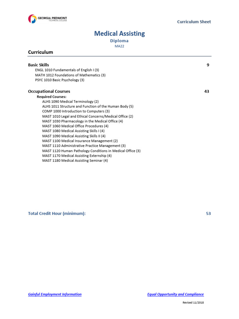 MA22 Medical Assisting Diploma 1 | PDF