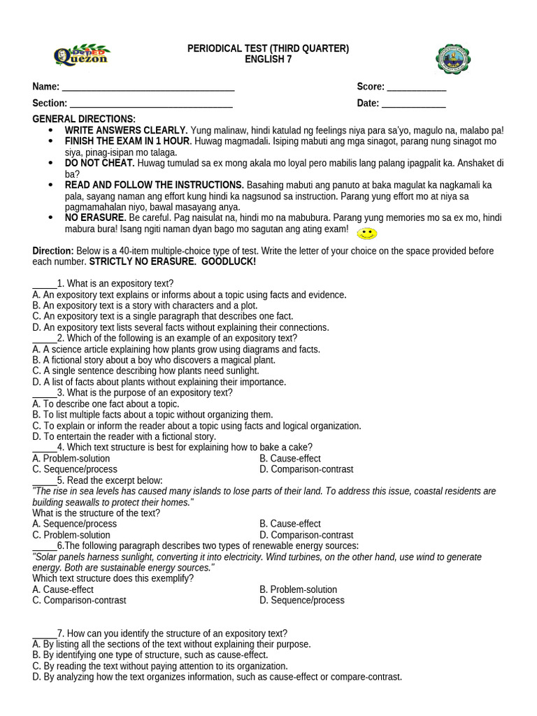 Exam g7 3rd Quarter 2025-2026 | PDF | Propaganda | Accuracy And Precision