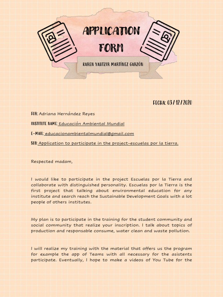 Application Form - Kare Garzon | PDF