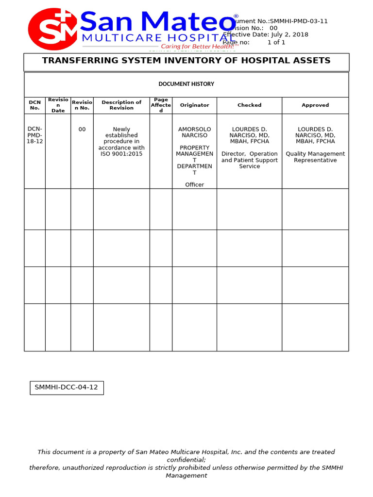 03-11 Transferring System Inventory of Hospital Asset | PDF | Chess ...