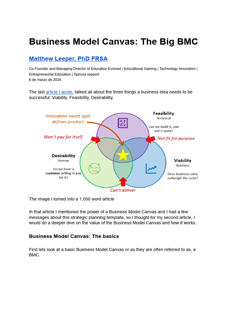 Business Model Canvas - The Big BMC | PDF