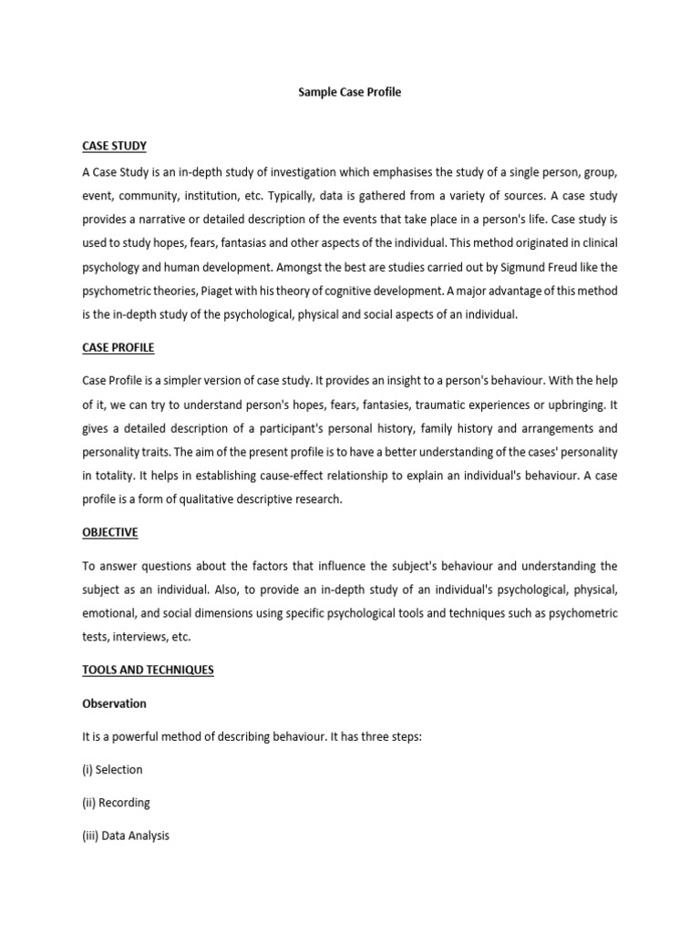 Case Profile Sample Practical C12 Psy Final 2025-26 | PDF | Psychology ...