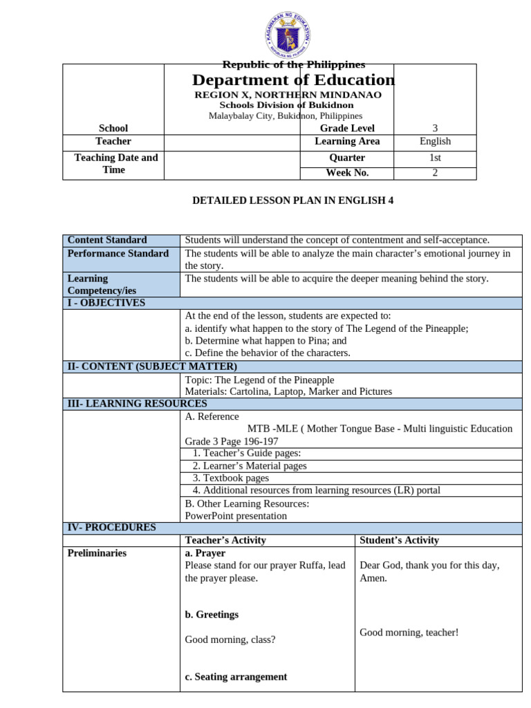 Detailed Lesson Plan With Annotation in Elementary | PDF | Teachers ...