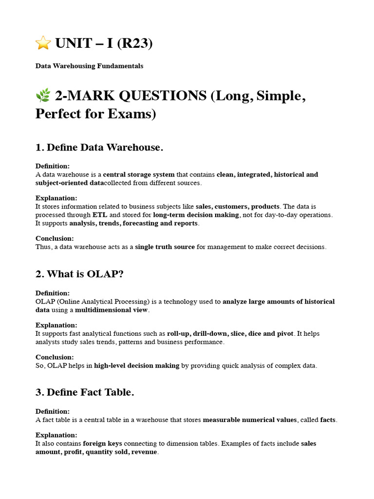 Unit 1 DWDM | PDF | Data Warehouse | Computing