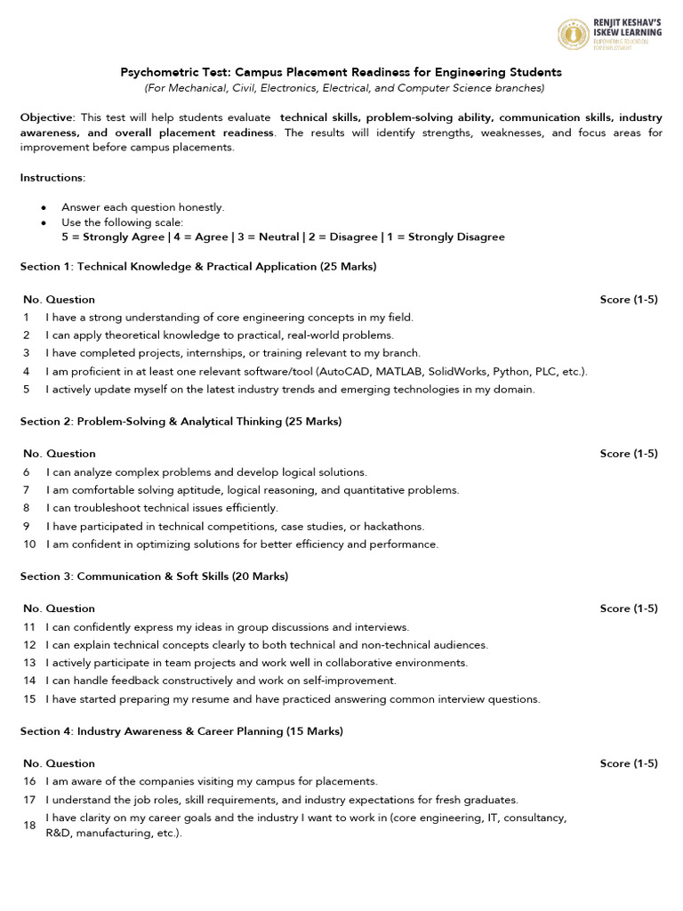 Psychometric Test Placements 2 | PDF | Cognition | Intelligence