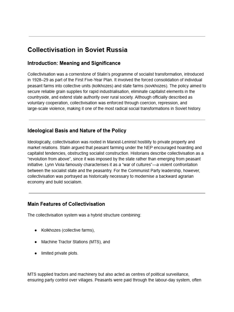 Collectivisation | PDF | Joseph Stalin | Economies