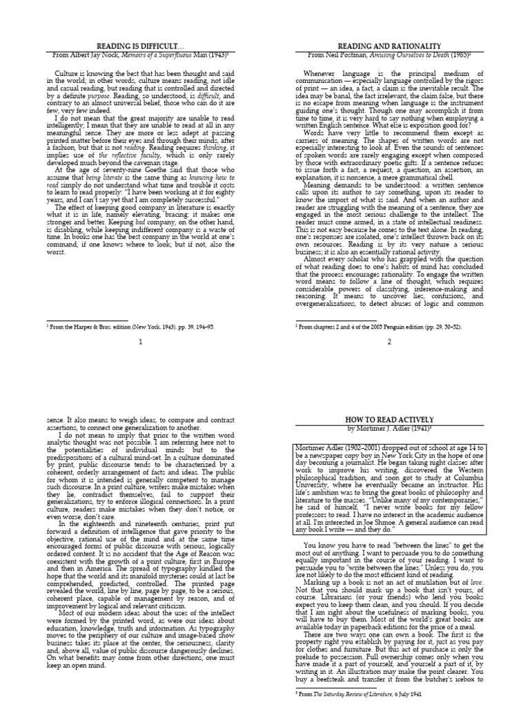 [R1] On Reading (23-09) | PDF | Books | Thought