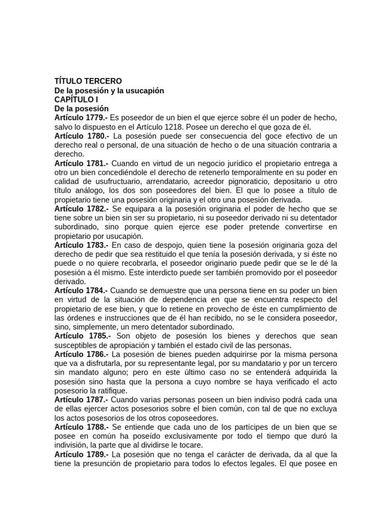 Posesion | PDF | Posesión (Ley) | Derecho Civil (Common Law)