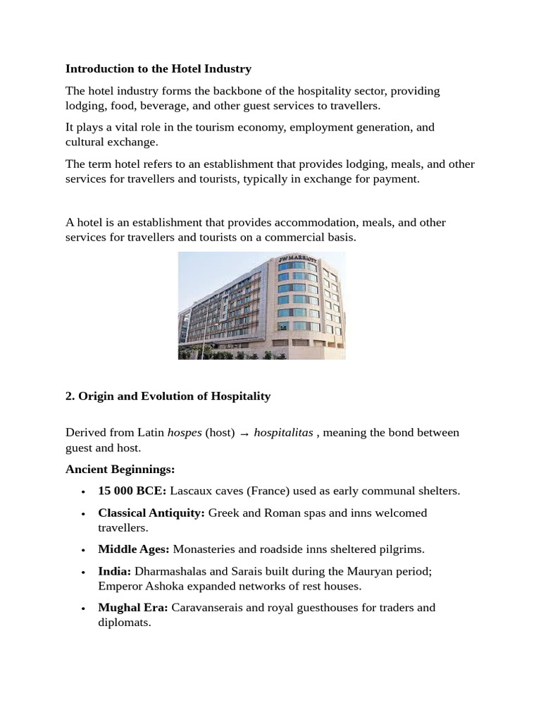 Introduction To The Hotel Industry | PDF | Hotel | Motel