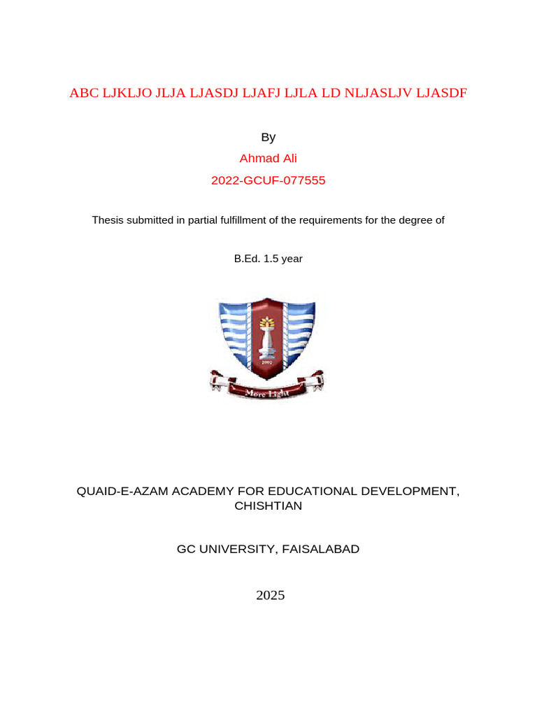 Title Page For Research Project | PDF