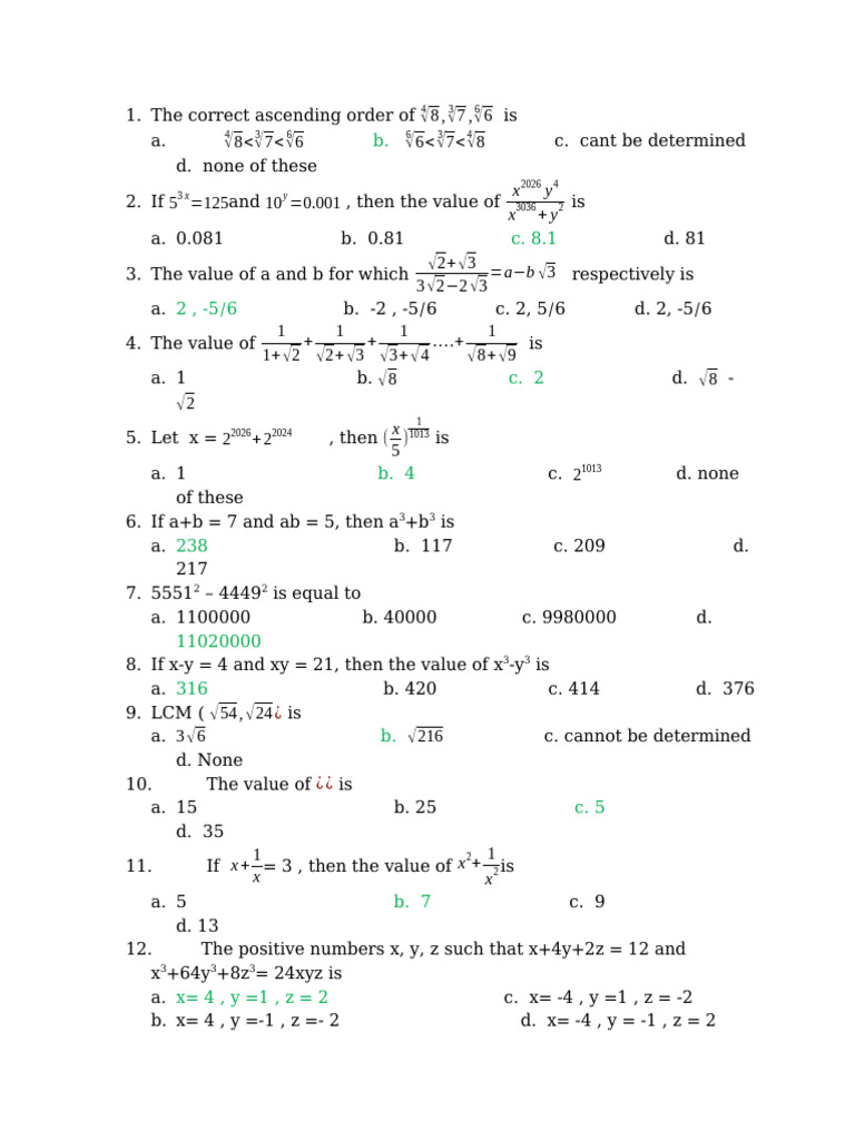 Basic Maths Rts 11th-1 | PDF