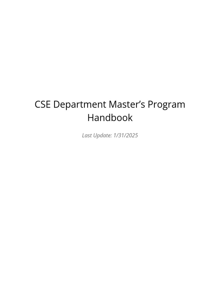 CSE Department Masters Program Handbook | PDF | Thesis | Academic Degree