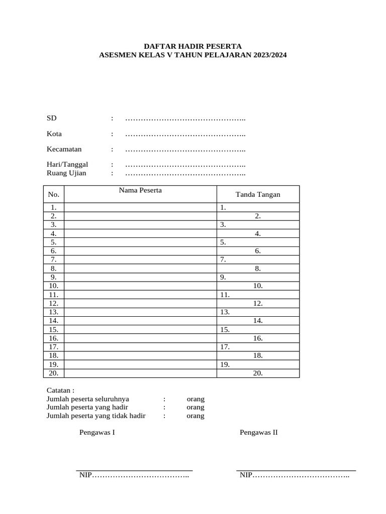 Daftar Hadir Peserta | PDF