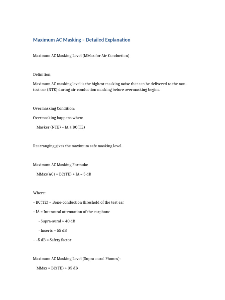 Maximum AC Masking | PDF