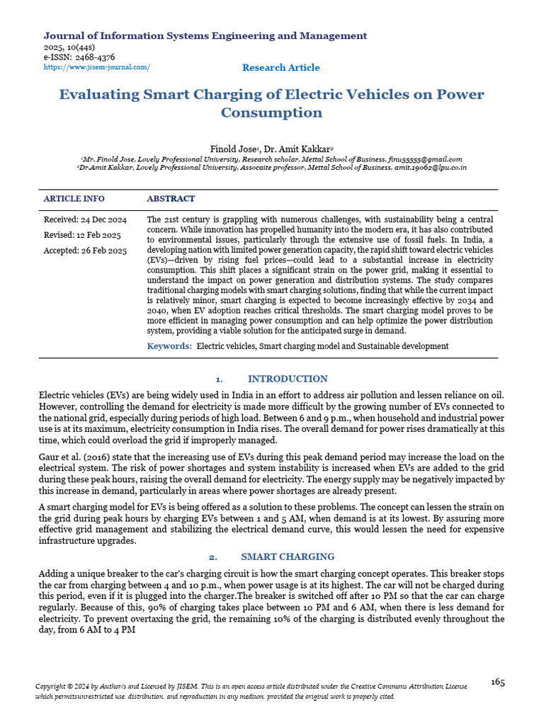 Evaluating Smart Charging of Electric Vehicles on | PDF | Electric ...