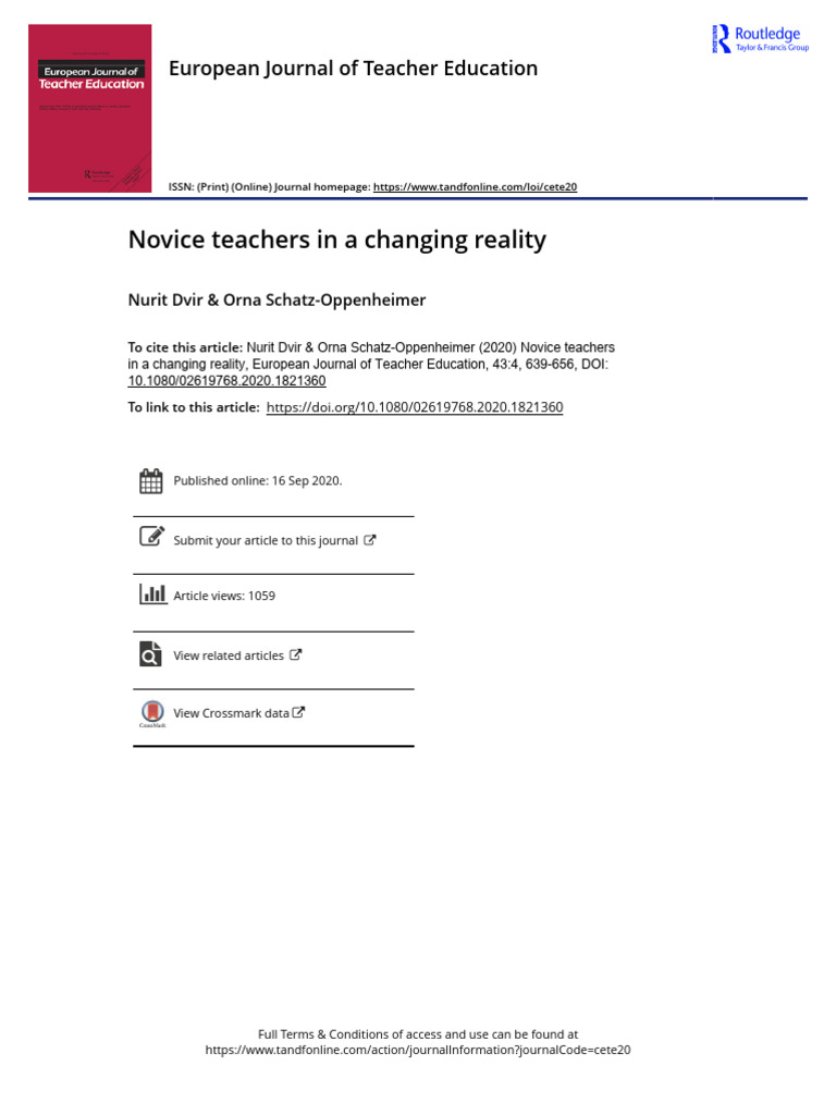 Novice Teachers in a Changing Reality | PDF | Teachers | Teacher Education