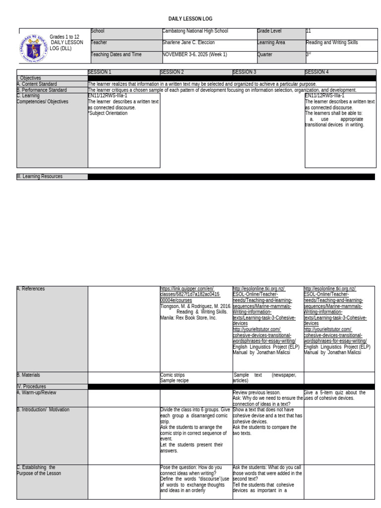 DLL 3rd Quarter | PDF | Learning | Teachers