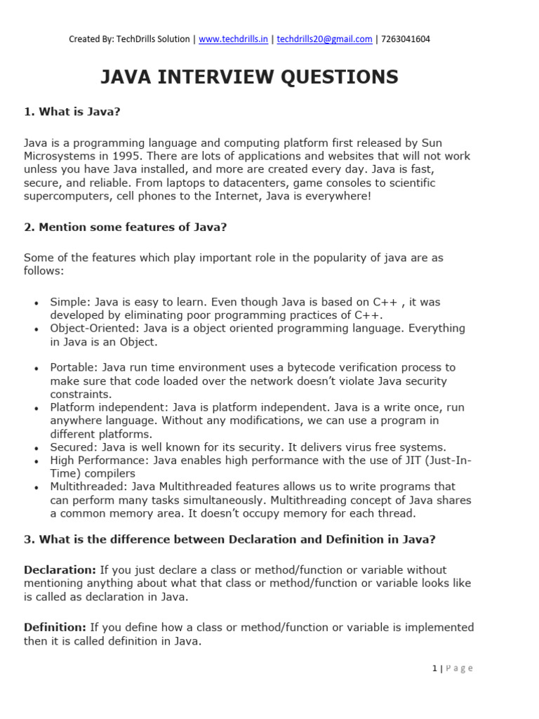 100 Java Inverview Questions v2 | PDF | Method (Computer Programming ...