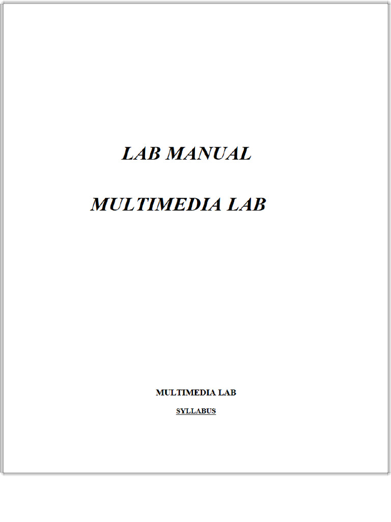 Multimedia Lab Manual - Exercises & Syllabus | PDF