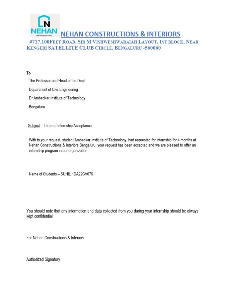 Internship Letter | PDF