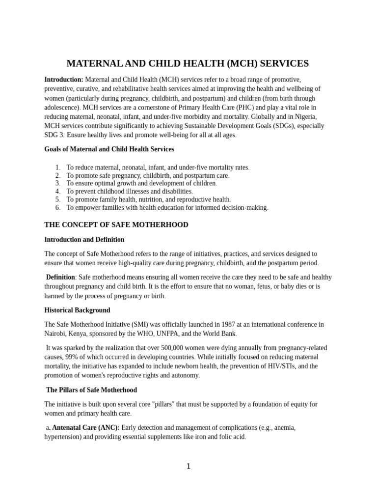 Maternal and Child Health Services Lecture Note | PDF | Childbirth ...