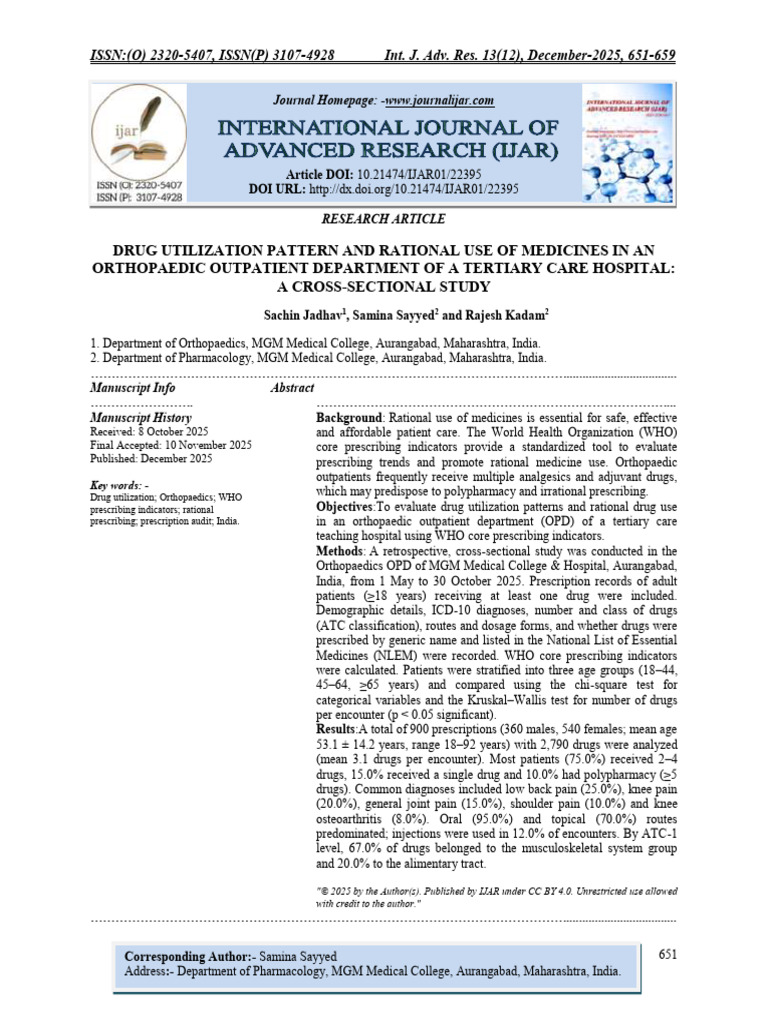 Drug Utilization Pattern and Rational Use of Medicines in An ...