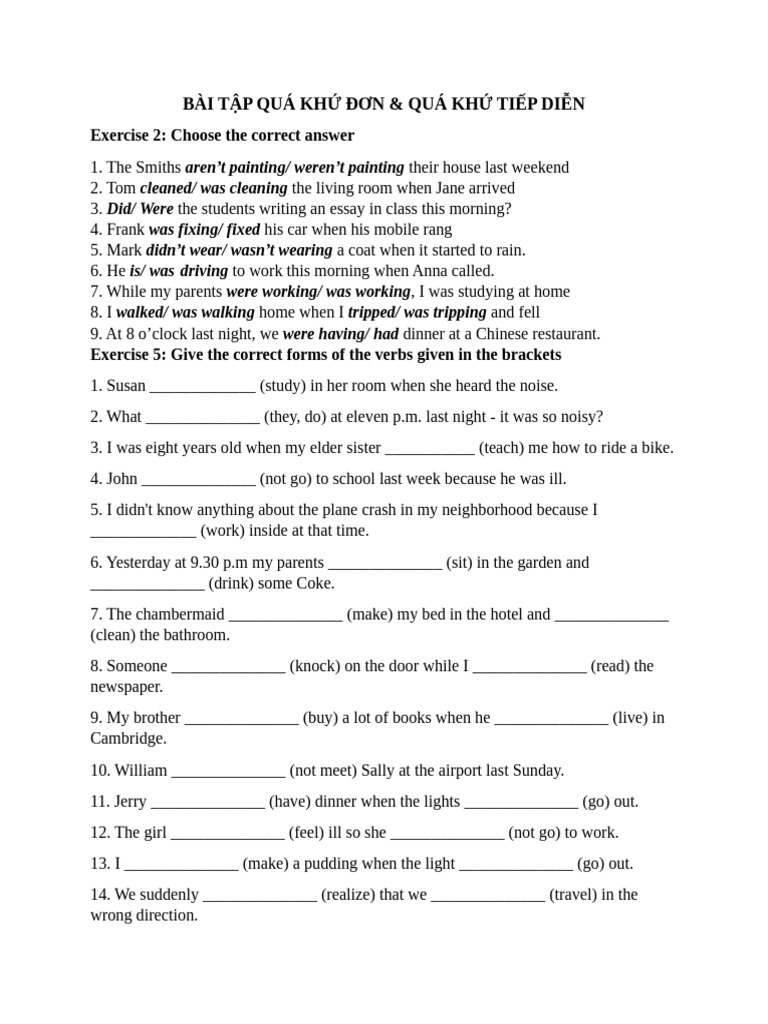 EXERCISE 3 - Past Simple & Past Continuous | PDF