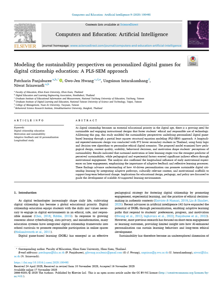 Modeling the sustainability perspectives on personalized digital games ...