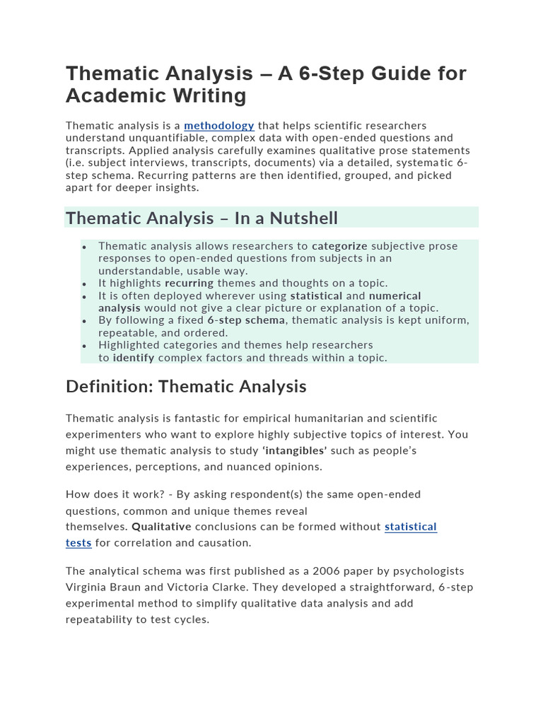 Thematic Analysis.. | PDF | Methodology | Qualitative Research