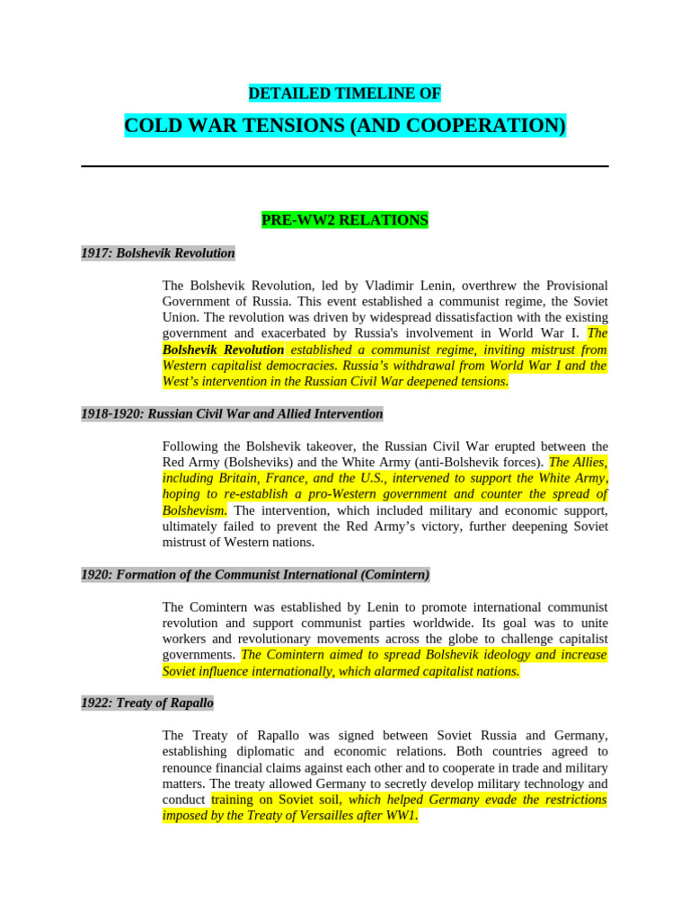 Updated Timeline (Cold War) | PDF | Cold War | Soviet Union