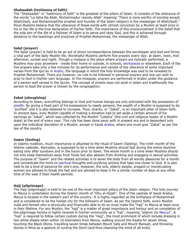 five_pillars_of_islam | PDF | Hajj | Mecca