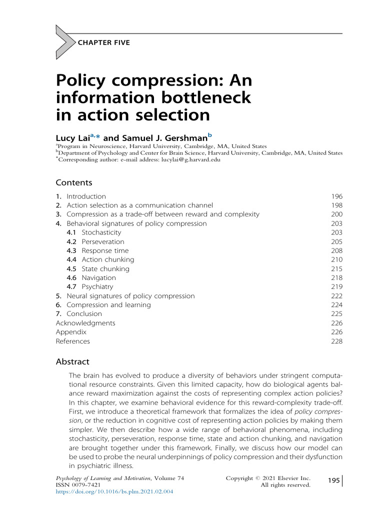 Policy Compression - An Information Bottleneck in Action Selection ...